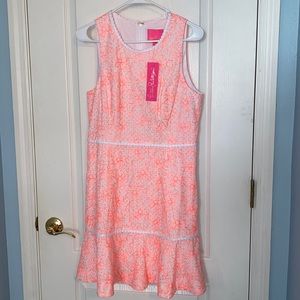 Lilly Pulitzer Ellen Dress Cantaloupe Embroidered Lasercut Dot